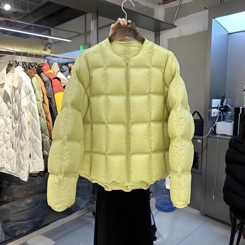 

Осень-зима 202, пушистая куртка-пуховик, женская утепленная куртка с бейсбольным воротником, большая короткая повседневная одежда на белом утином пуху