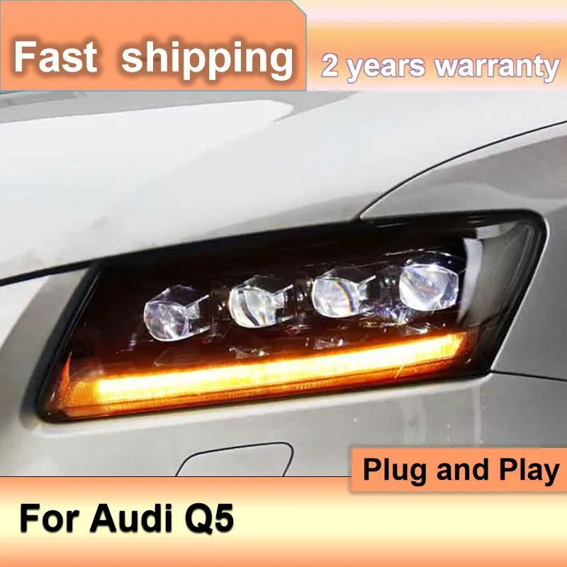 Car Accessories for Audi Q5 Head Light 2008-2018 Q5 Headlight LED DRL Dynamic Turn Signal High Beam Projector Lens