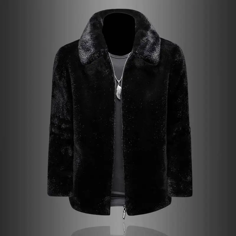 

Men Faux Leather Jacket Winter Imitation Gold Sable Fur Coat Men Cold-Proof Warm Faux Fur Coat Deri Mont Erkek Veste Cuir Homme