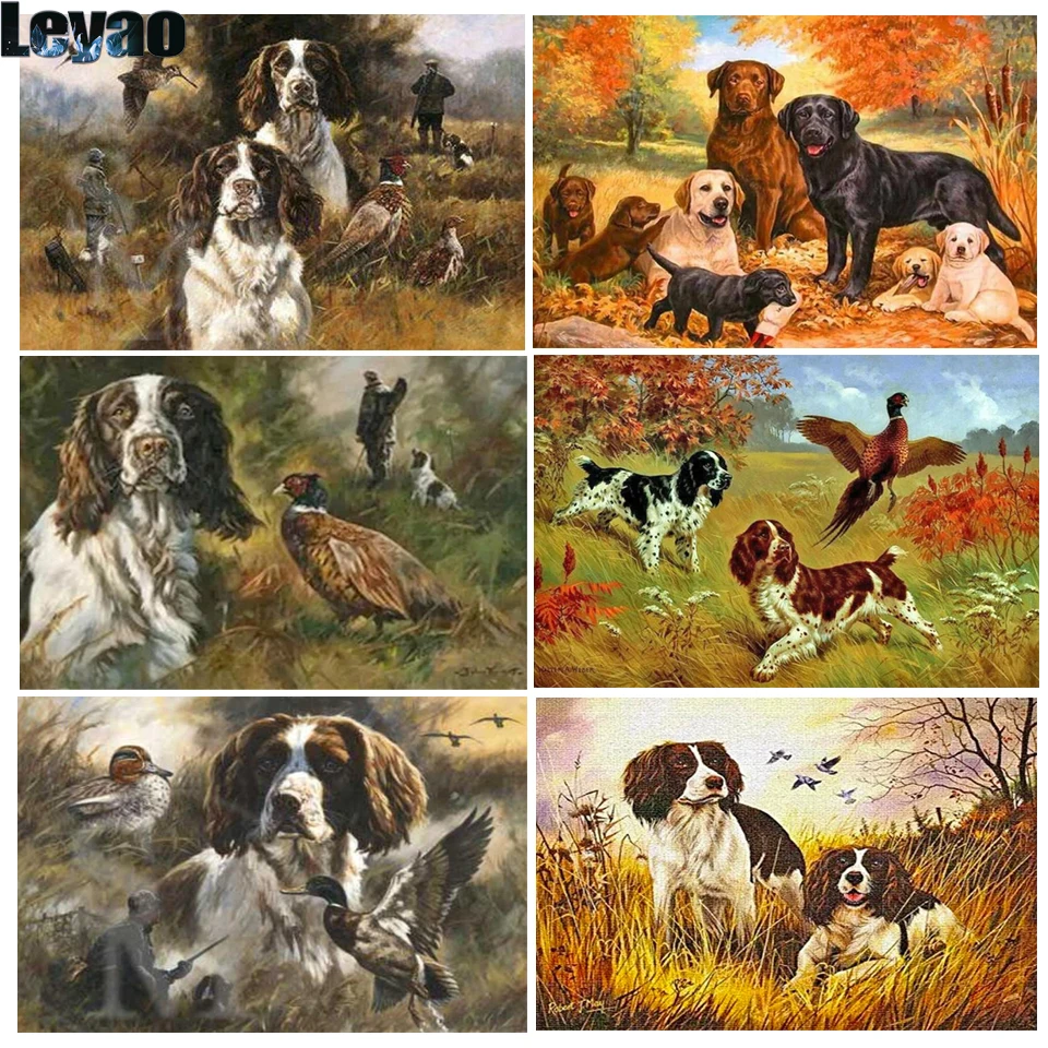 Full Square Round Drill 5d Diy Diamond Painting English Springer Spaniel Hunter Diamond Embroidery Cross Stitch Diamond Mosaic