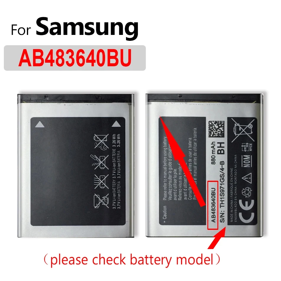 AB483640BU Battery For Samsung J600 J608 B3210 C3050 E740 E748 F110 F118 F619 G618 EB-BG530CBE EB-BJ120CBE EB494358VU B100AE