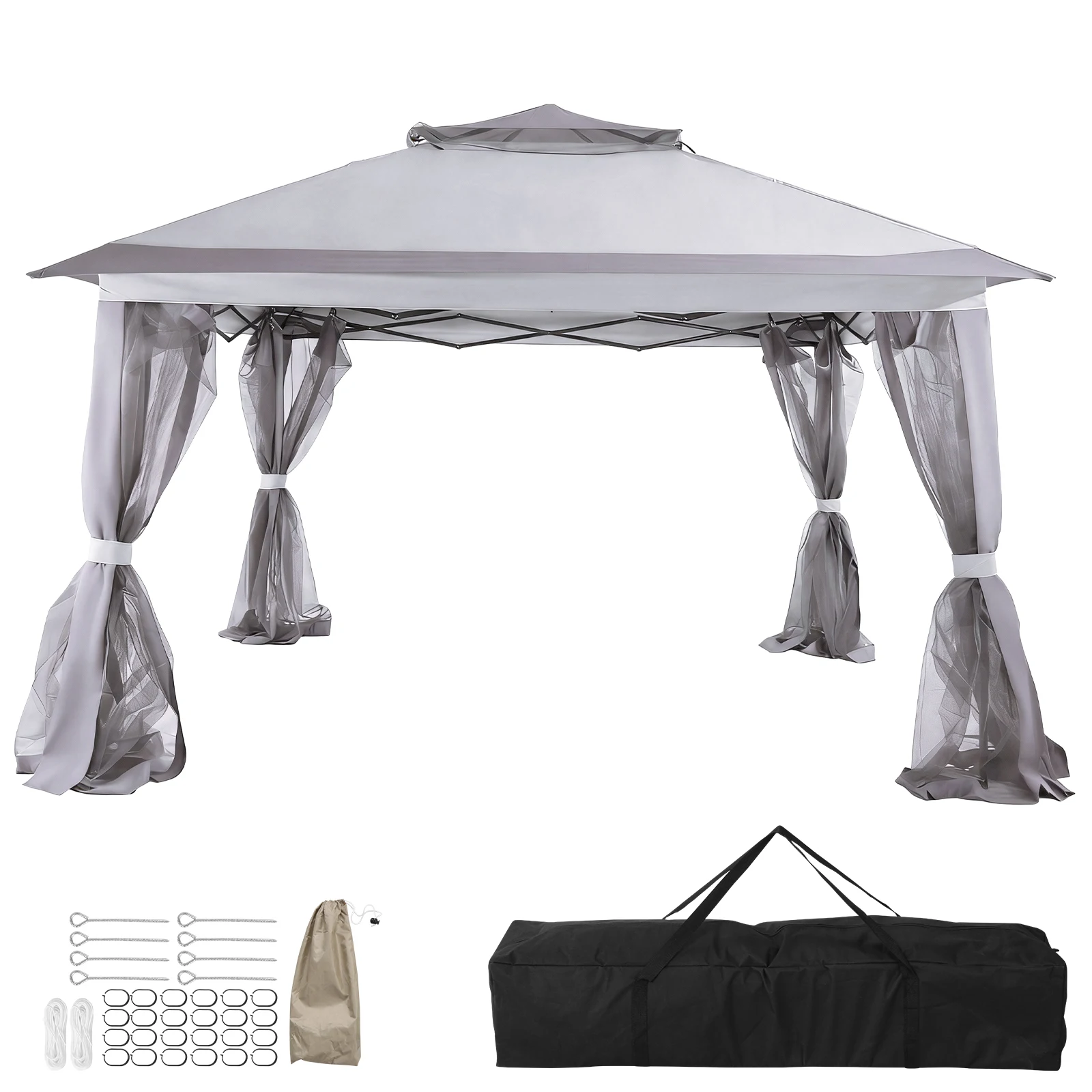 

Тент-шатер 3х3 м (10x10 футов) с металлическим каркасом, колышками и москитными сетками – большой навес для террас, дворов и вечеринок на открытом воздухе