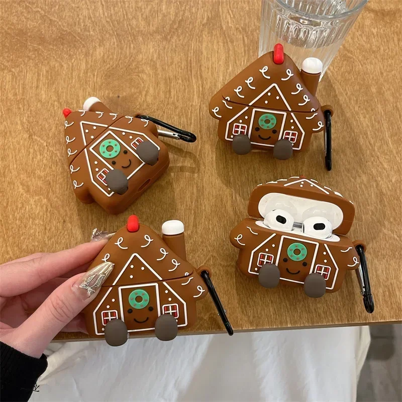 3D Christmas House Case for AirPods Pro2 Airpod Pro 1 2 3 4 Bluetooth Earbuds Charging Box Protective Earphone Case Cover