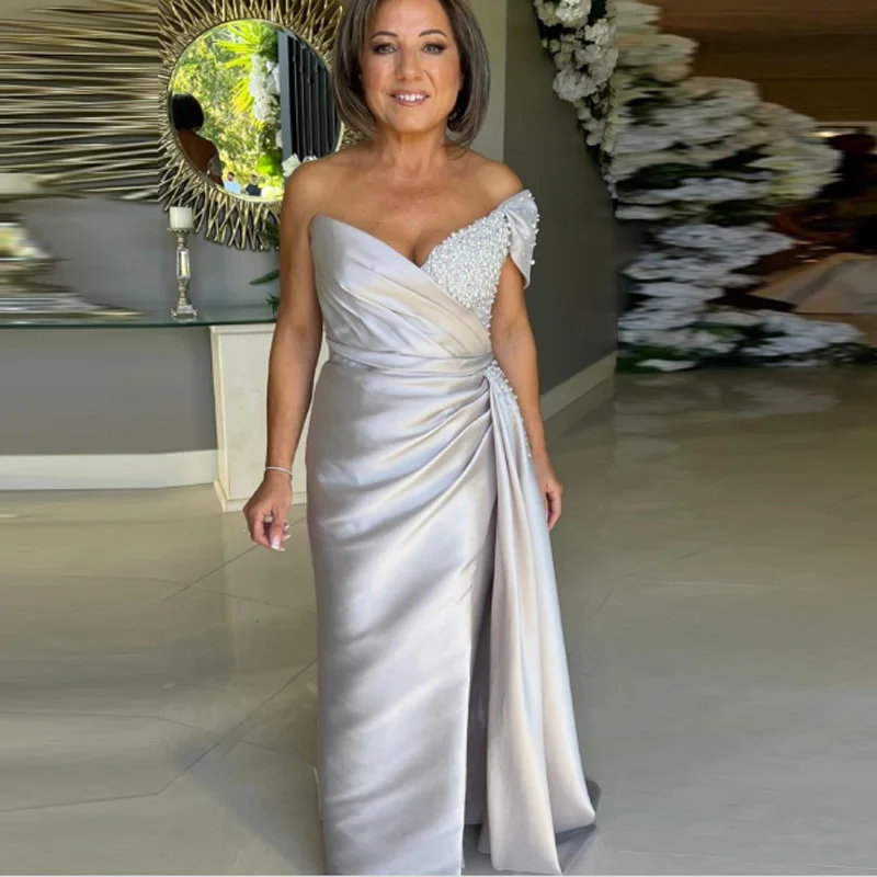 

Сексуальное плиссированное свадебное платье русалки с v-образным вырезом на одно плечо, с высоким разрезом и открытой спиной, свадебное платье 2025 года, Vestido De Noiva