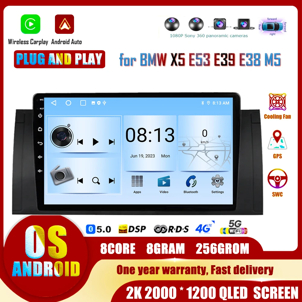 

For BMW X5 E53 E39 1999 - 2006 Radio Carplay Car Automotive Multimedia Player Intelligent System Android Auto Navigation GPS DSP