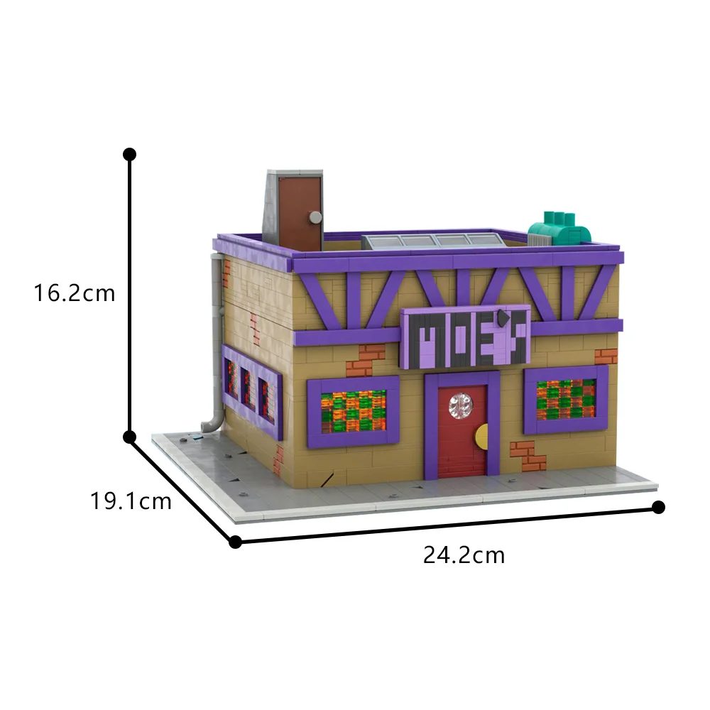 Moe Taverne Architectuur Bouwstenen, 1739Pcs Klassieke Cartoon Simpsonss Taverne Architectuur Model Verzamelbare Bouwspeelgoed