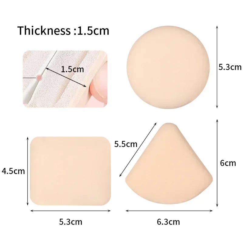 1-10pcs Round Square Triangle Shape Makeup Sponge Puff Dry Wet Dual-use Soft Cotton Candy Air Cushion Foundation Powder Puff