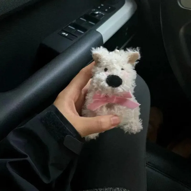 Plush Puppy Clutch Decoration Car Wiper Turn Signal Switch Decoration Cute Bowknot Dog Car Wiper Doll Interior Accessories