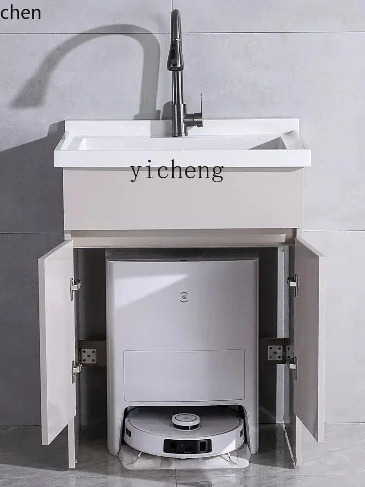 ABB Balcony Laundry Cabinet Honeycomb Aluminum Pool Integrated Cabinet with Rub Board Aluminum Alloy Washbasin Bathroom Cabinet
