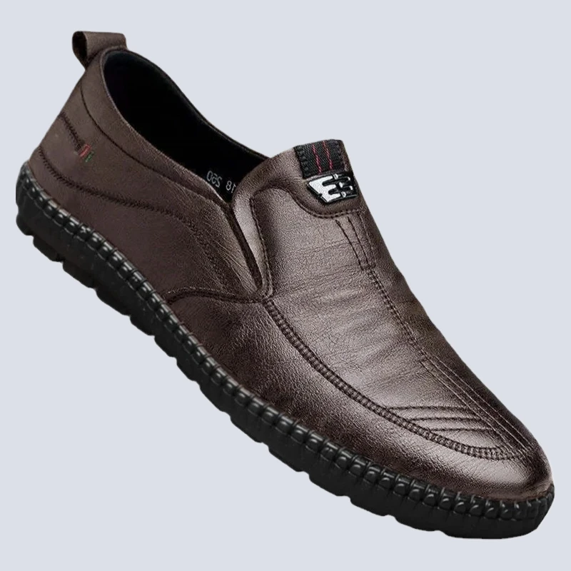 

Уличная повседневная обувь без шнуровки для мужчин, кроссовки для офиса и вождения, мужские кожаные лоферы, нескользящие прогулочные туфли на плоской подошве, дышащие