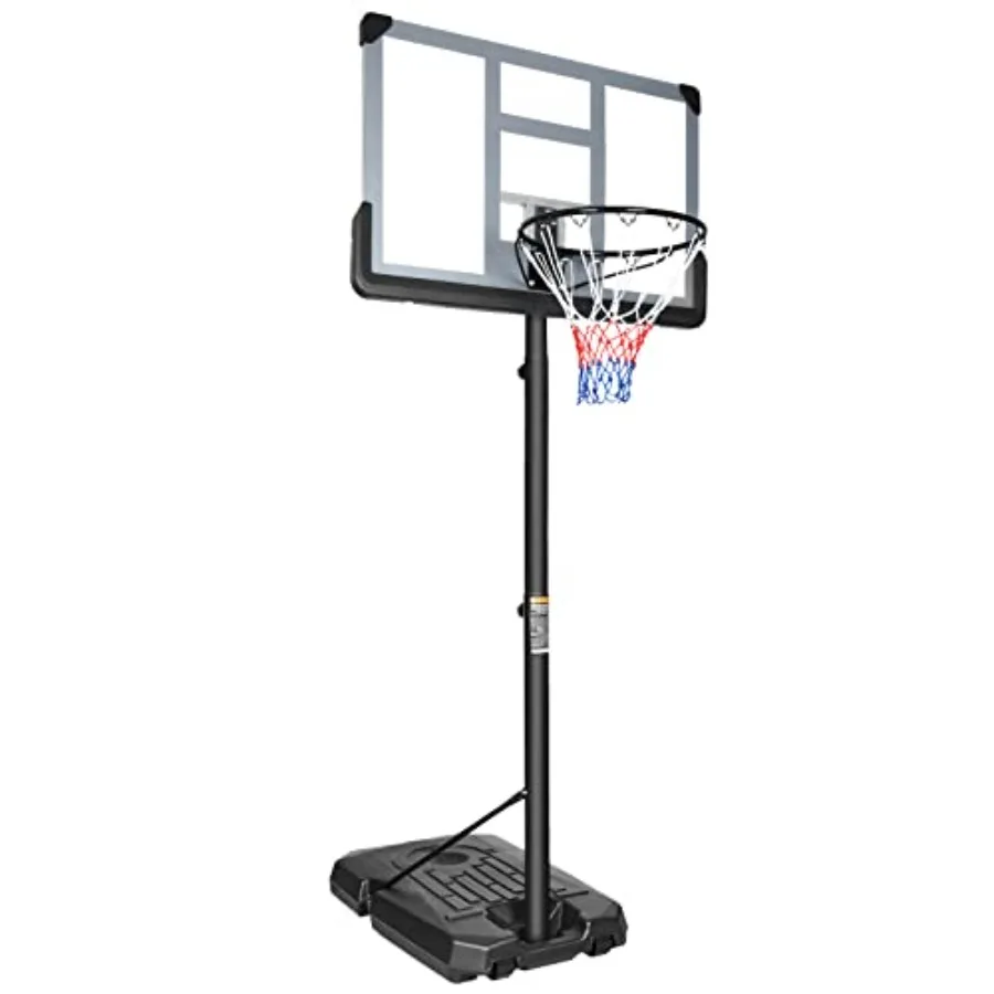 Prime Portable Basketball Hoop Backboard System Stand with Height Adjustable from 6.6ft to 10ft Featuring a 44 Inch Backboard a