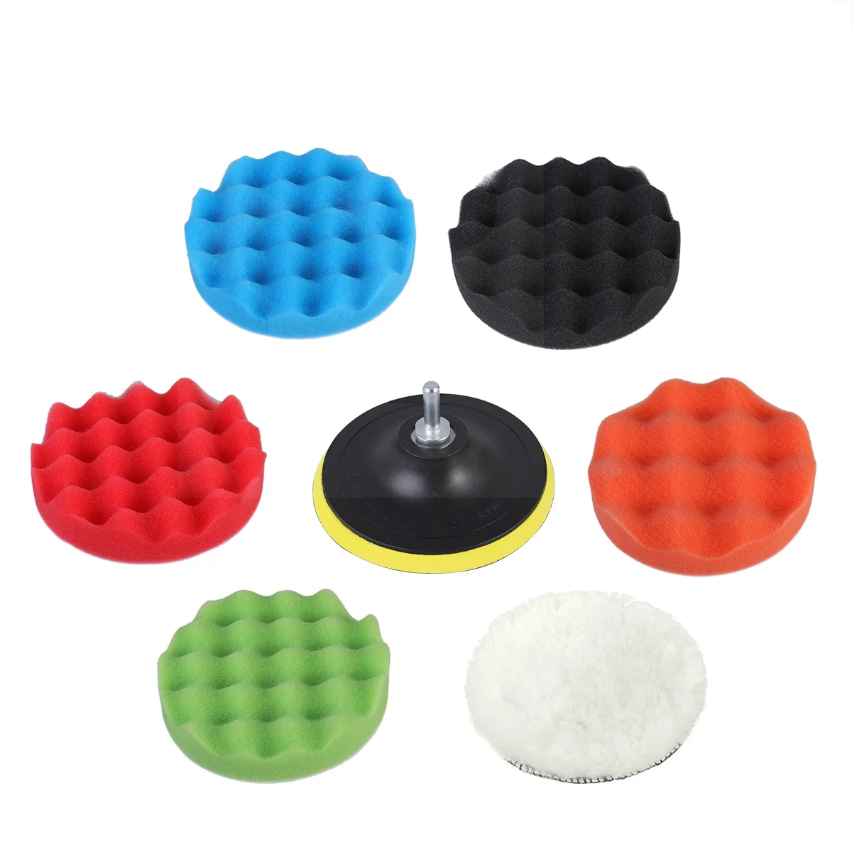 

7PCS Buffing Sponge Polishing Pad Self-Adhesive Disc Wool Disc Polishing Wax Sanding Pad Kit for Car 3 Inch