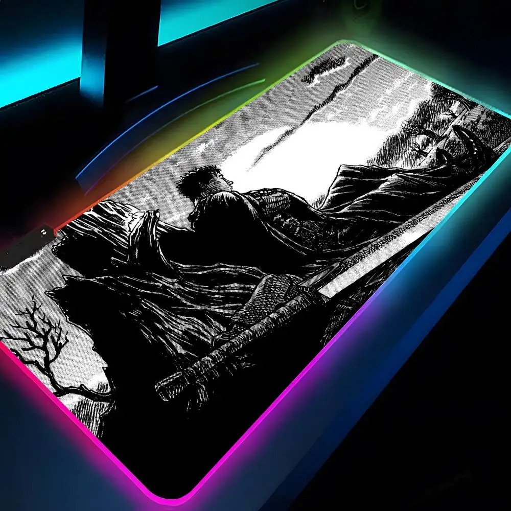 

Anime Guts Sword In Berserk Mouse Pad Rgb Xxl Laptop Mat Gaming Mousepad Backlit Keyboard Gamer Girl Table Pads Desk