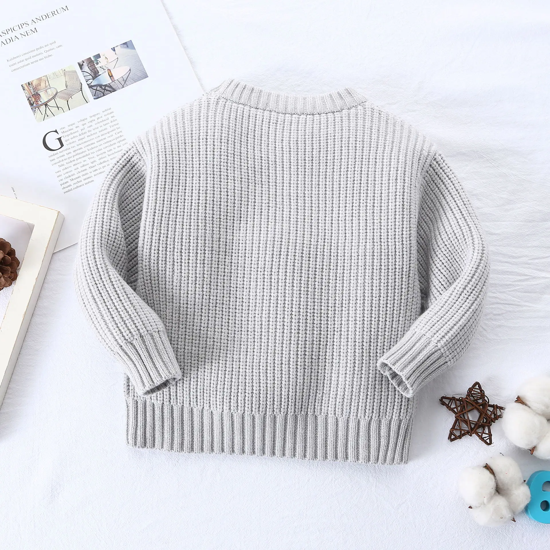 Ins popular foreign trade cross-border children's clothing baby sweaters baby boys and girls autumn and winter loose knit jacket