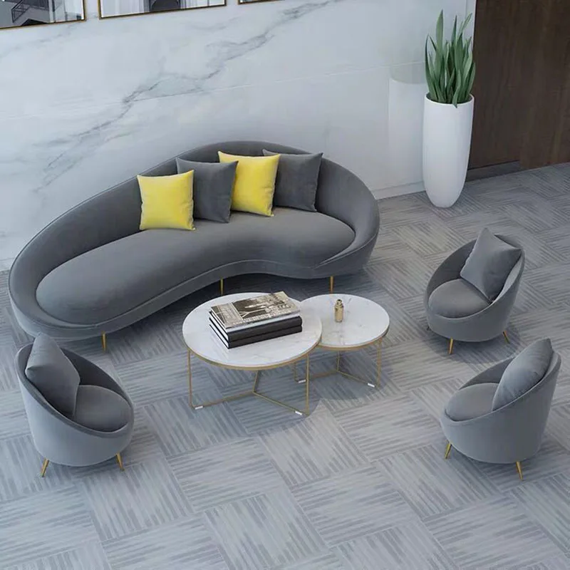 Grande Reception Living Room Sofa Curved European Relax Quilted Sofa Minimalista Modern Divani Soggiorno Prefabricated House