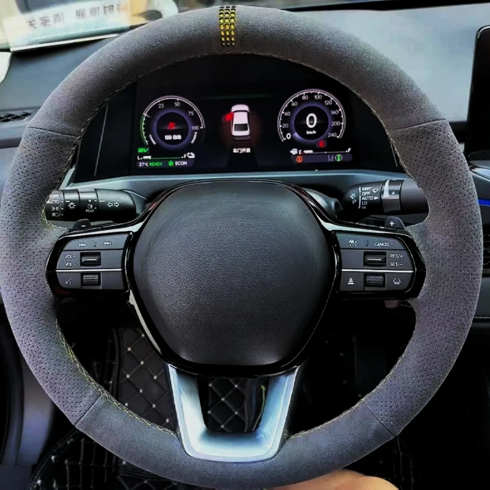 Customization Car Steering Wheel Cover Accessories Hand Sewing Suede Leather For Honda 2022 2023 Civic 2023 CRV CR-V Accord ZR-V