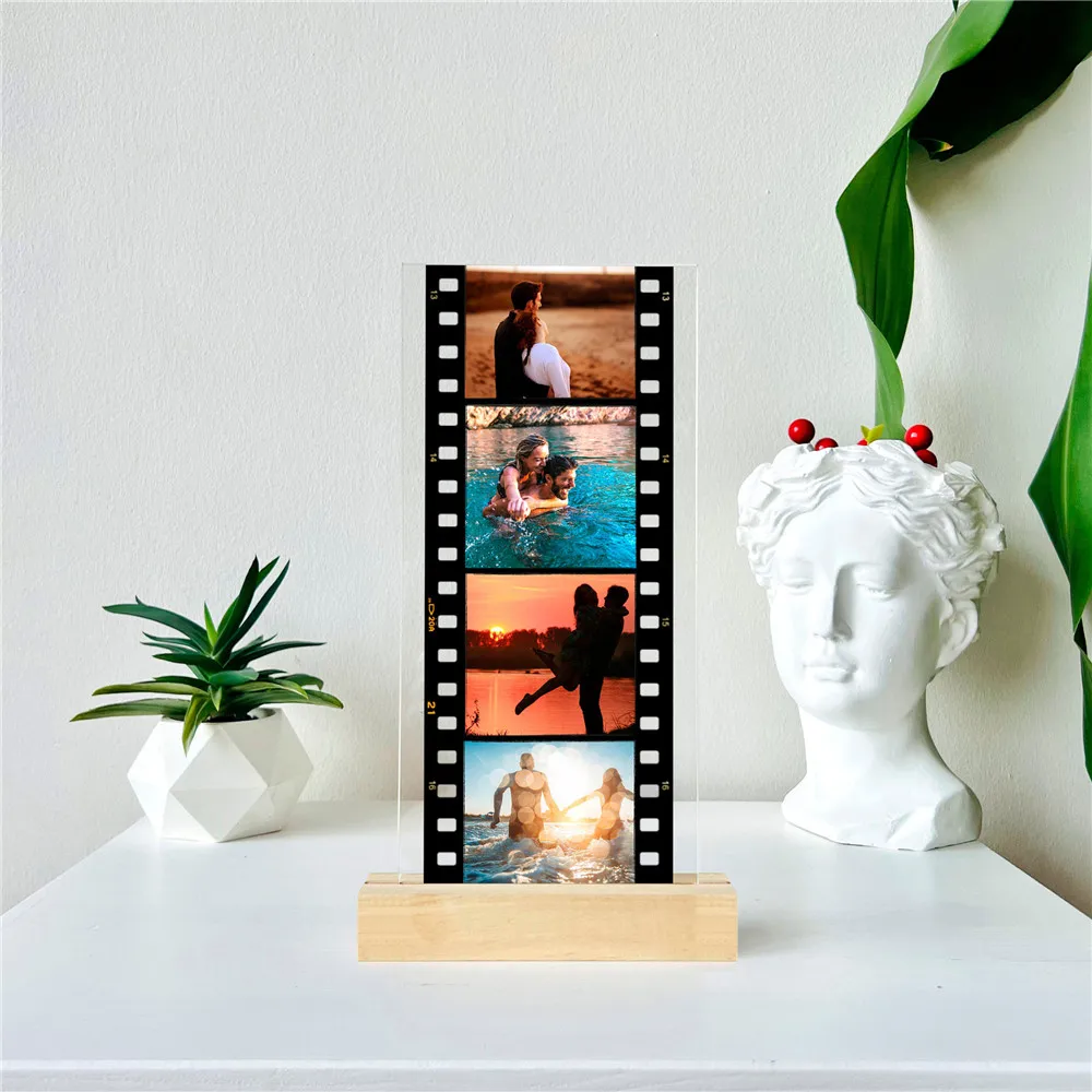 

Personalized Memory Film Photo Acrylic Board Custom Couple Bestfriend Family Baby Kids Photos Keepsake for Home Table Decor