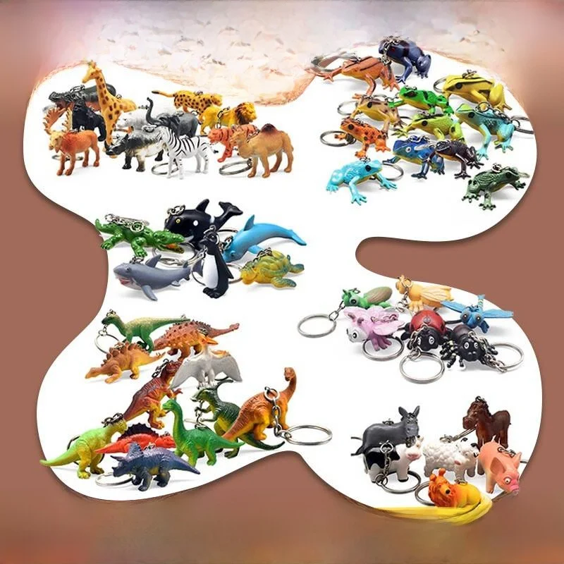 Creative Marine Life Dinosaur Model Doll Keychain Simulation Animal Toy Pendant Single Piece Cross-Border New Design