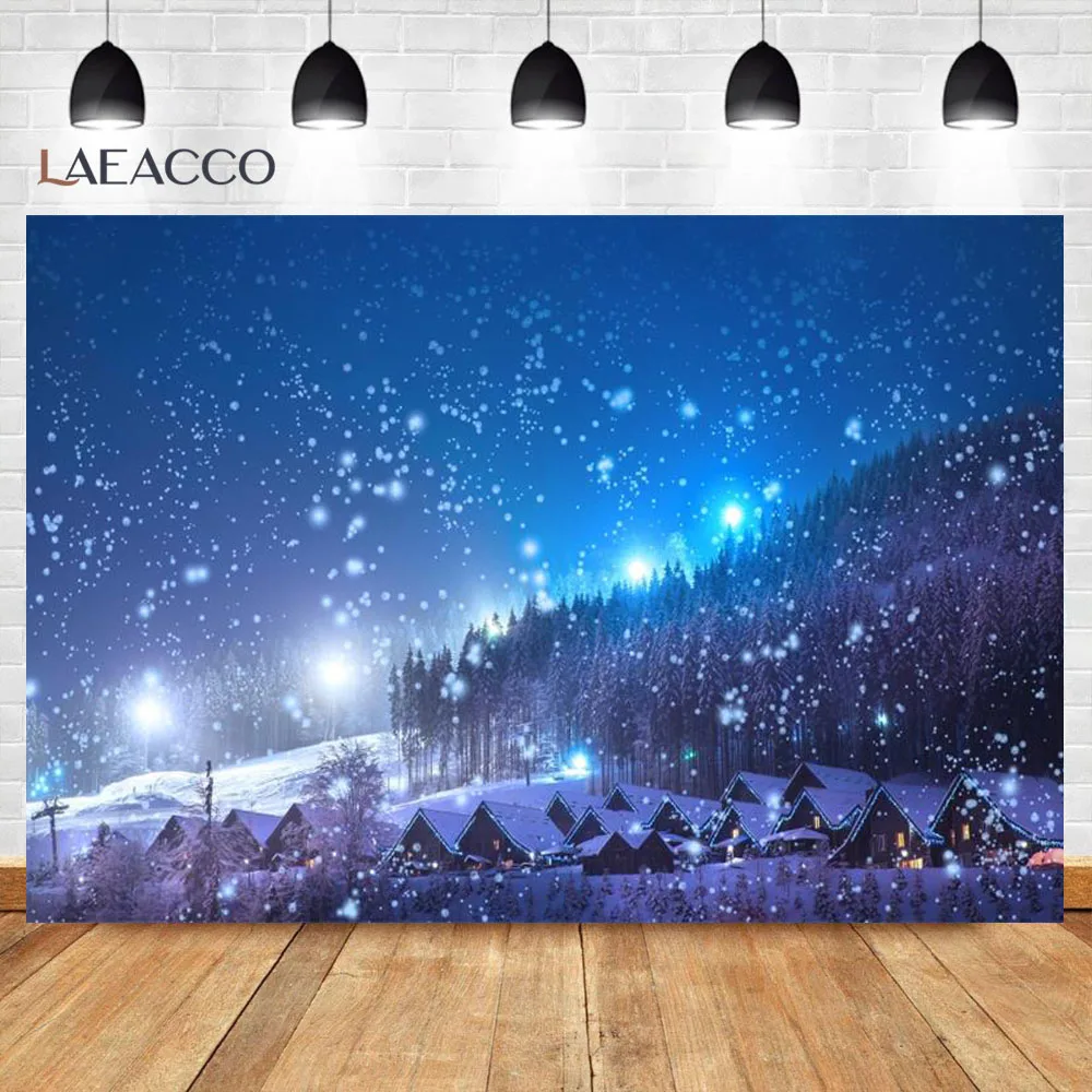 Laeacco Winter Snow Mountain Ski Slate Sunny Day Holiday Party Scenic Photographic Background Photo Backdrop Photo Studio