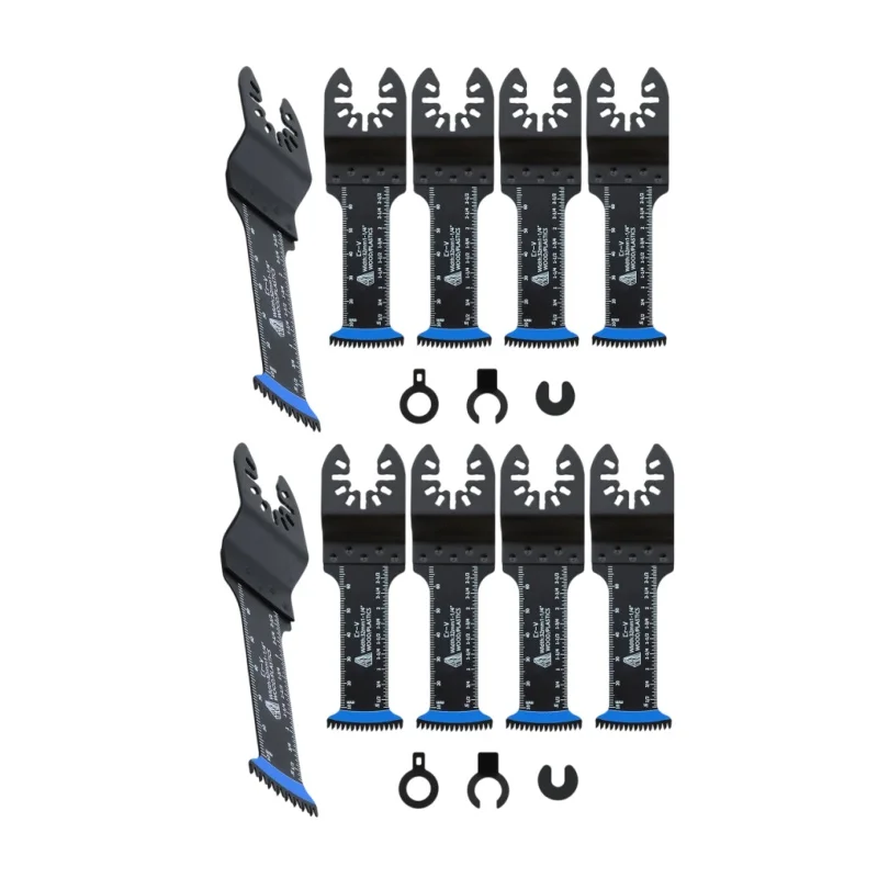 BRSCHNITT Japanese Tooth Oscillating Saw Blades 5PCS Extra-Long Reach Arc Edge CRV Clean Cut for Wood Plastic Multitool Blades