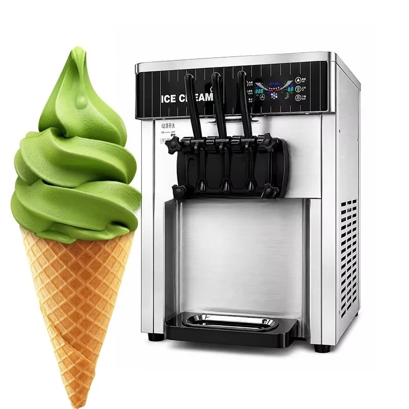 Commercial soft ice cream machine, can add milk and water, stainless steel, capacity 16-20L/H,CE certified,suitable for catering