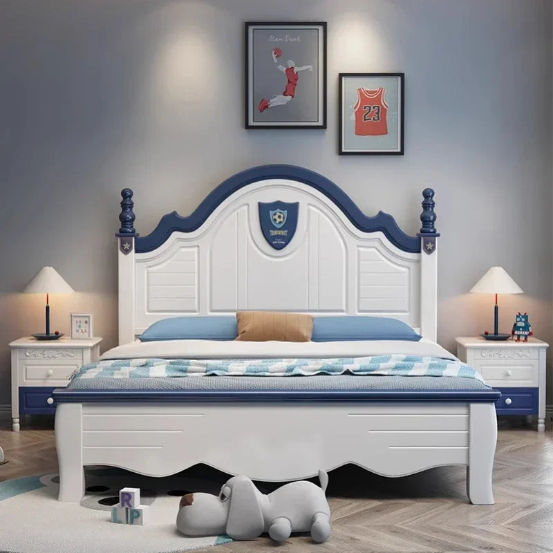 Solid wood children's bed boys and girls American teen 1m 5 single bed modern simple bedroom 1.2m storage bed