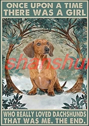 Metal Tin Sign Wall Decor For Living Room Dachshund There Was A Girl Who Really Loved Dachshund Poster Metal Sign Vintage H sign