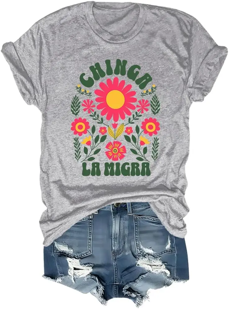 Chinga La Migra Shirt Chinga La Migra Floral Shirt Graphic Tees