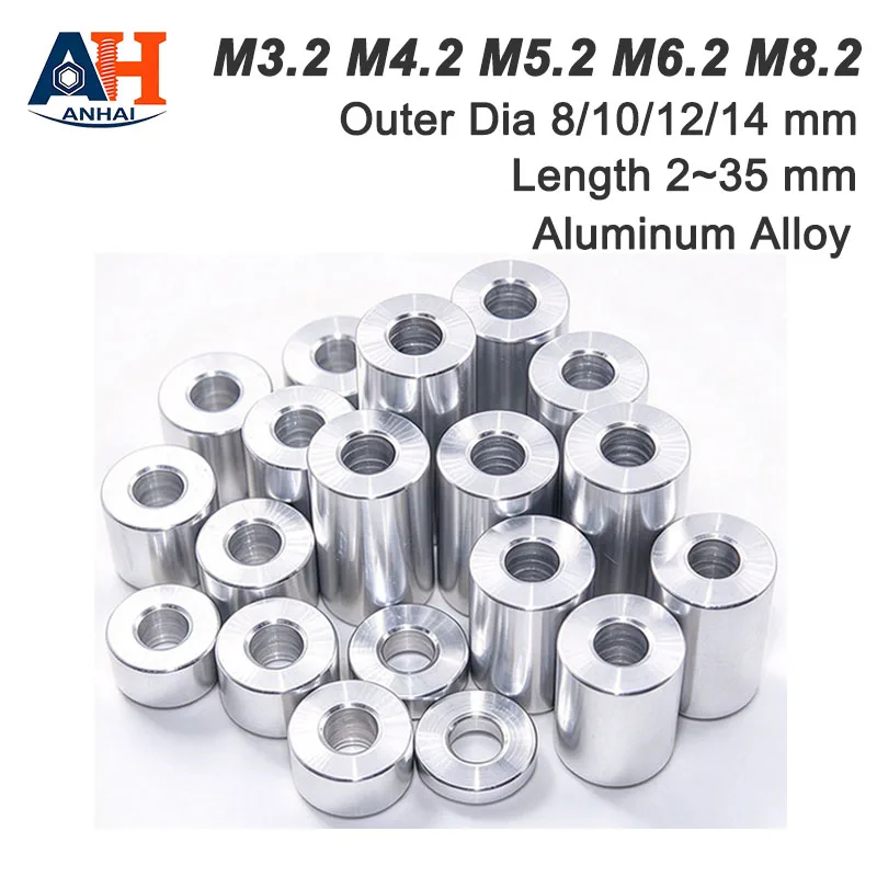 Aluminum Alloy Flat Washer Aluminum Bushing Gasket Spacer CNC Sleeve Non-Thread Standoffs M3.2 M4.2 M5.2 M6.2 M8.2
