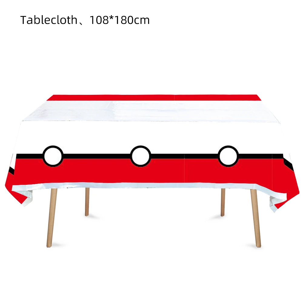 أدوات مائدة بوكيمون للاستعمال مرة واحدة ، مفرش طاولة بيكاتشو ، غطاء طاولة ، ديكورات حفلة عيد الميلاد ، استحمام الطفل ، مستلزمات هدايا الأطفال