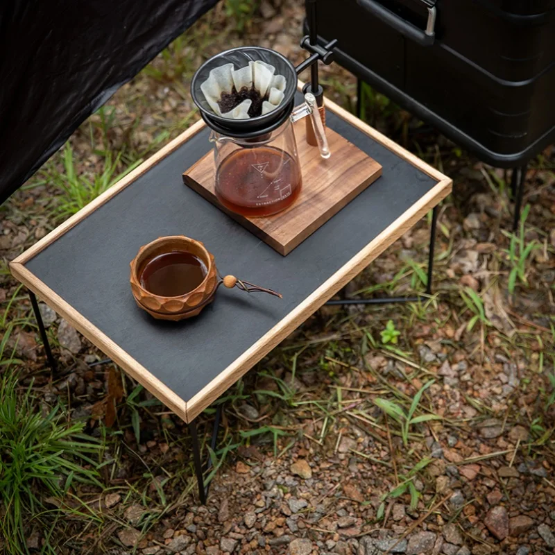 Boîte de Rangement Pliante pour l'Extérieur T1, Support de Base en Métal Portable, Mini Table de Tente