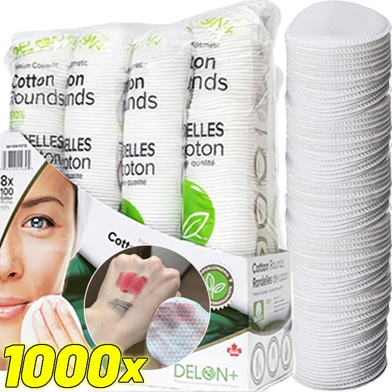 100/1000pcs Disposable Professional Round Cotton Pads Soft Breathable Non-Irritating Makeup Remover Pads for Daily Face Cleaning