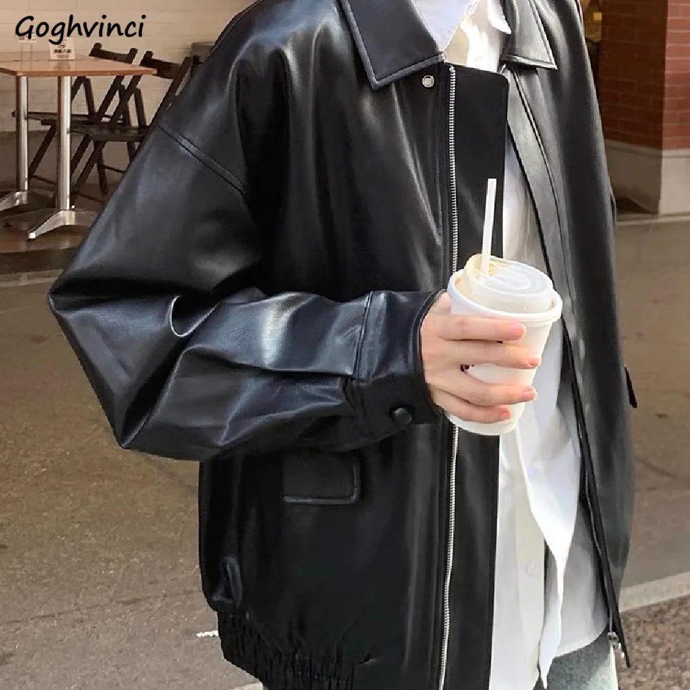 

Autumn Jackets Women Solid Simple Motorcycle Korean Style All-match Coats American Vintage Chic New Outwear Designed Ins