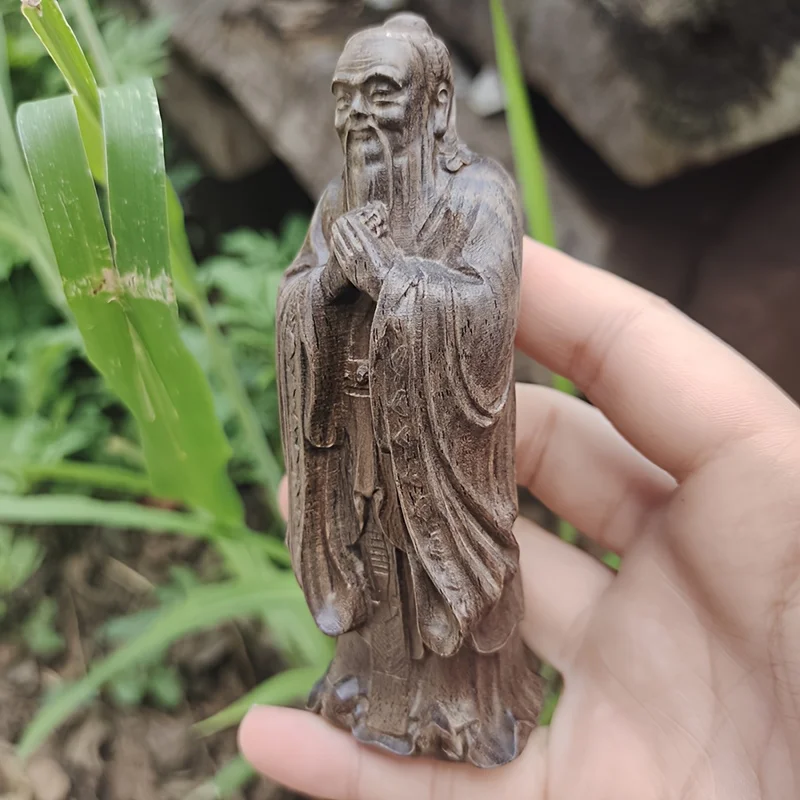 Hand-Carved Wooden Confucius Statue, Intellectual Decoration for Study Room, Artistic Ornament for Living Room, Home Decor, Christmas Gift, New Year, Thanksgiving, Teacher's Day Gift, Collectible, Statue Ornament