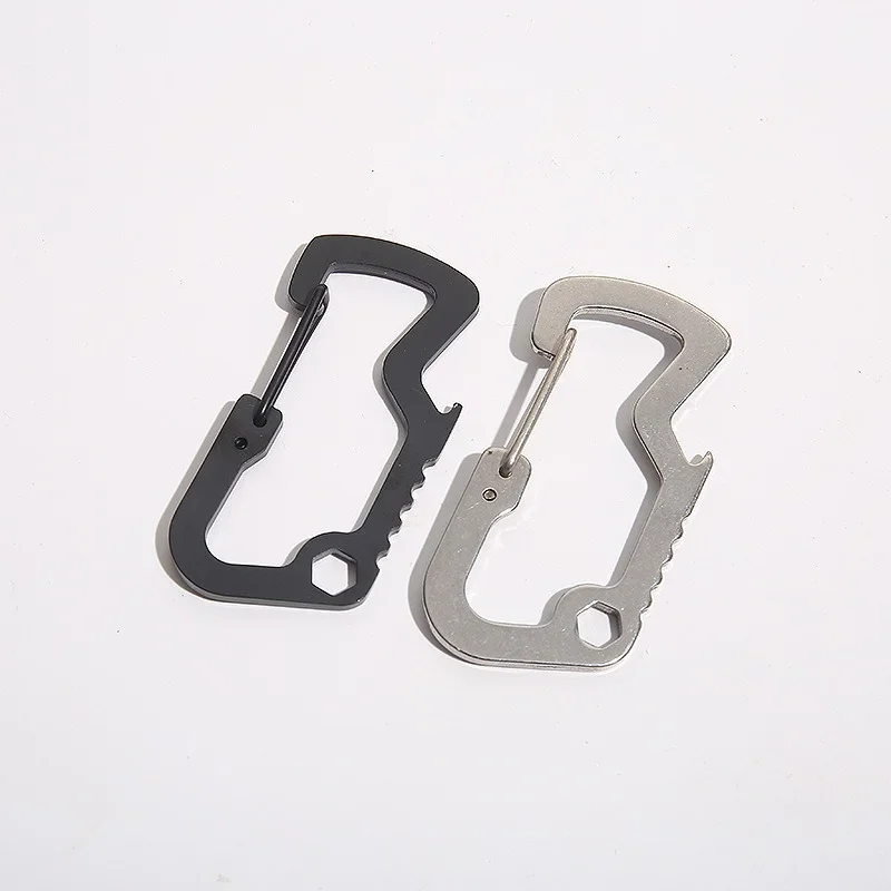 2pcs Titanium Alloy Key Chain Holder Titanium Alloy Carabiner Camping Keychain Ultra Light Outdoor Tools Mountaineering Gear