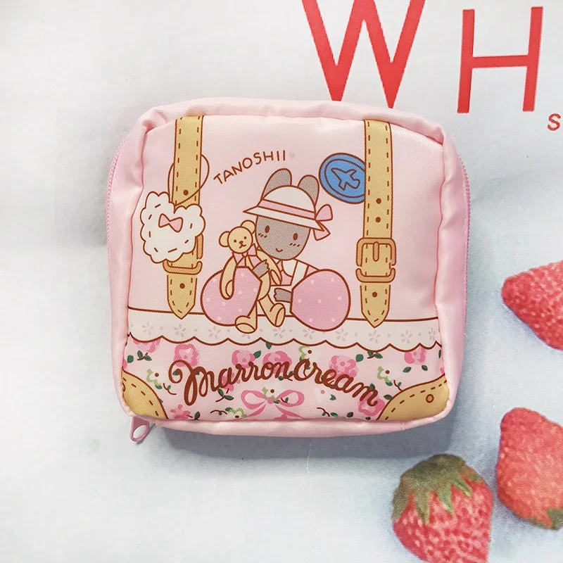 Marron Cream Rabbit Storage Bag Cute Pink Sanitary Napkin Square Organizer Bag Travel Makeup Pouch Cosmetic Bags Beauty Case