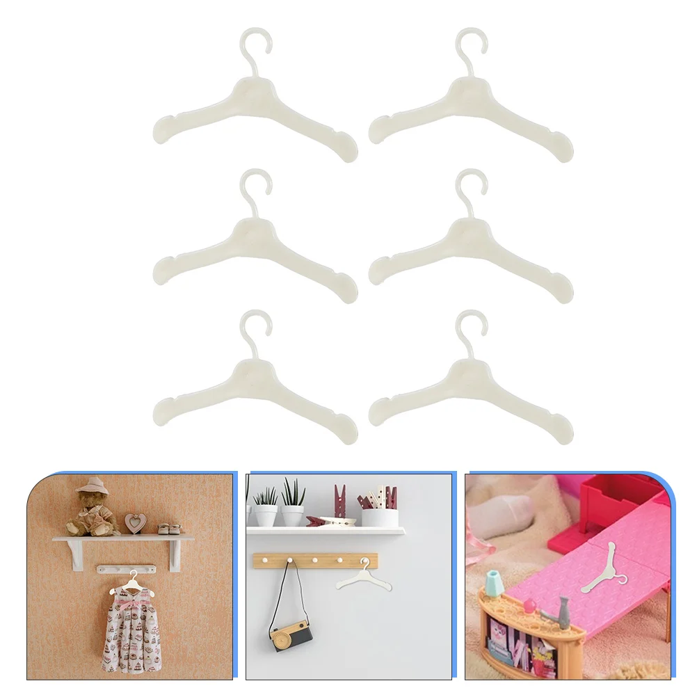 

60 Pcs Clothes Racks Hanger Coat Holder Mini House Hangers Toy White Support Dress