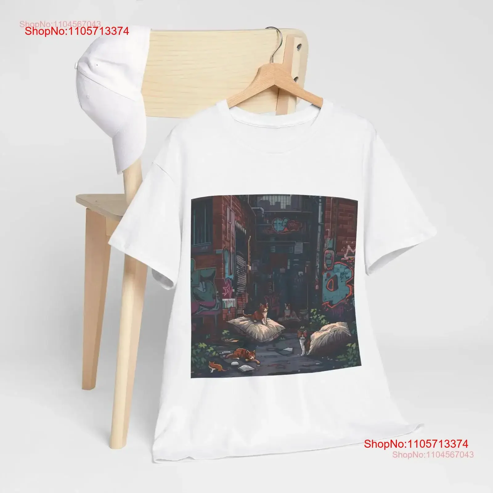 Kittens on Pillows T Shirt Cute Cats in Abandoned Alley Whimsical Animal Lover Pixel Art Design for Cat Lovers vintage Washed