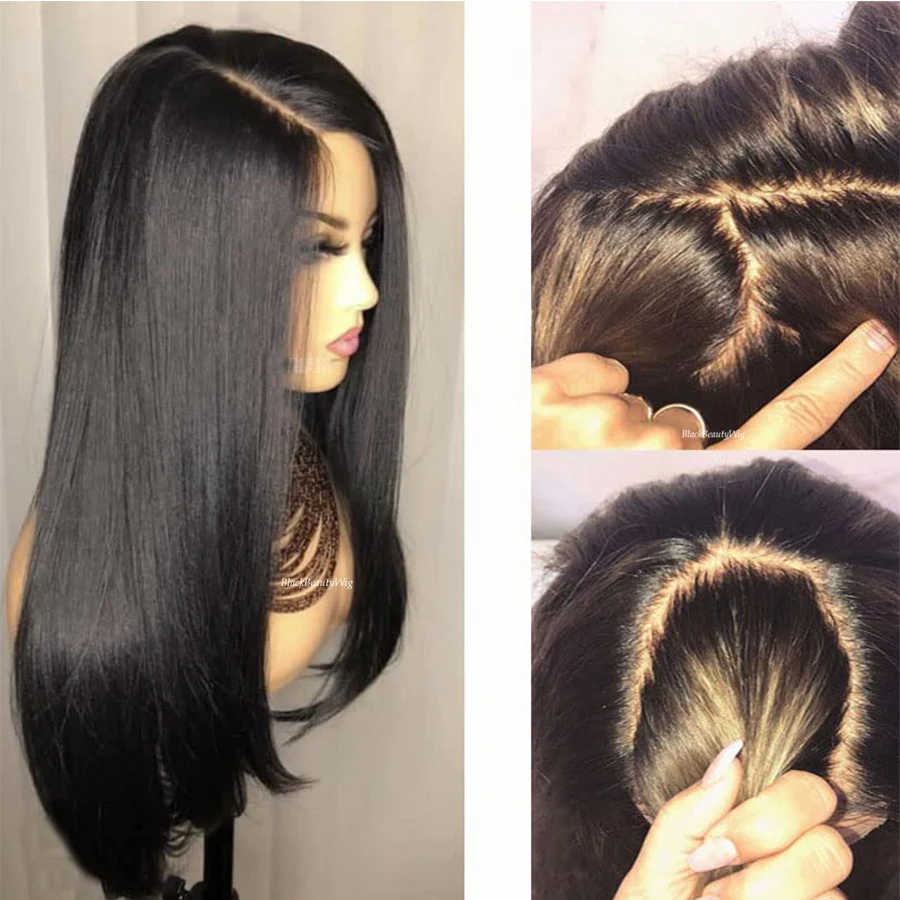 

5x5 Silk Top Full Lace Human Hair Wig Silky Straight Peruvian Remy Hair Pre Plucked Silk Base Full Lace Wig With Baby Hair Black