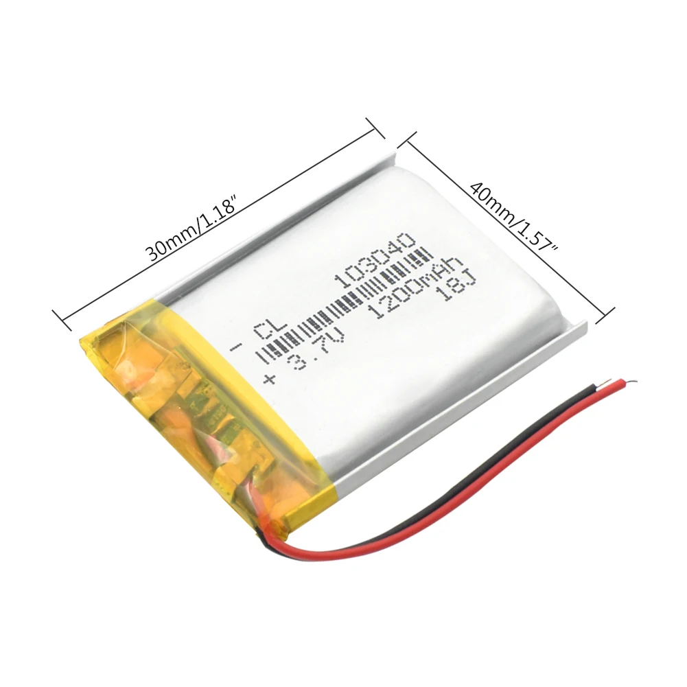 3.7v 1200mAh 103040 Li-Polymer Rechargeable Battery Lithium Cell for GPS Headphone Speaker 10*30*40mm