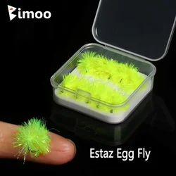 Bimoo 10pcs #12 Fluorescent Estaz Egg Fly Barbless Artificial Fish Roe Fly Glo Bug Trout Salmon Steelhead Fishing Eggs Lure Bait