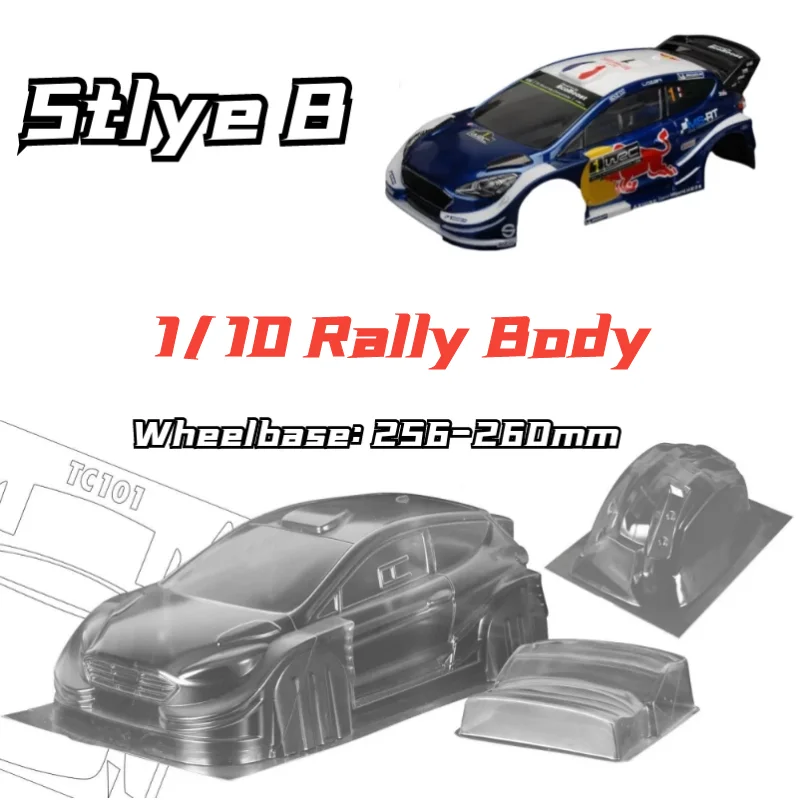 High quality 1/10 WRC Fiesta PC shell body for 1/10 200mm Width 258mm wheelbase with lamp cup for 1/10 TAMIYA Rally car hsp SNRC