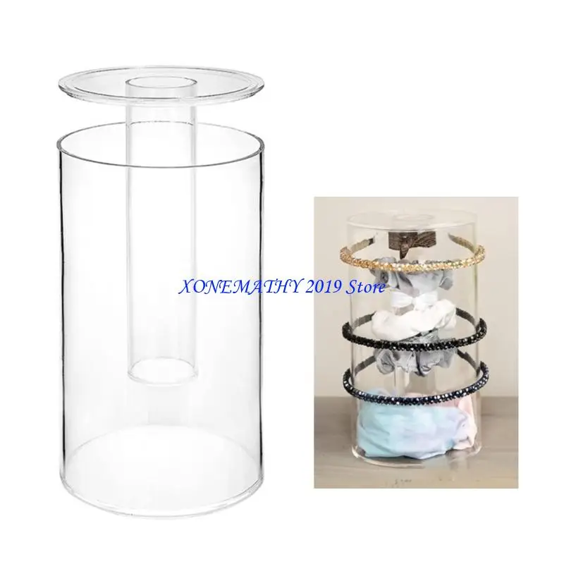 

F42F Clear Headband Box Easy Cleaning Display Organizers Acrylic Texture Hairband Storage Box for Home or Professional Spaces