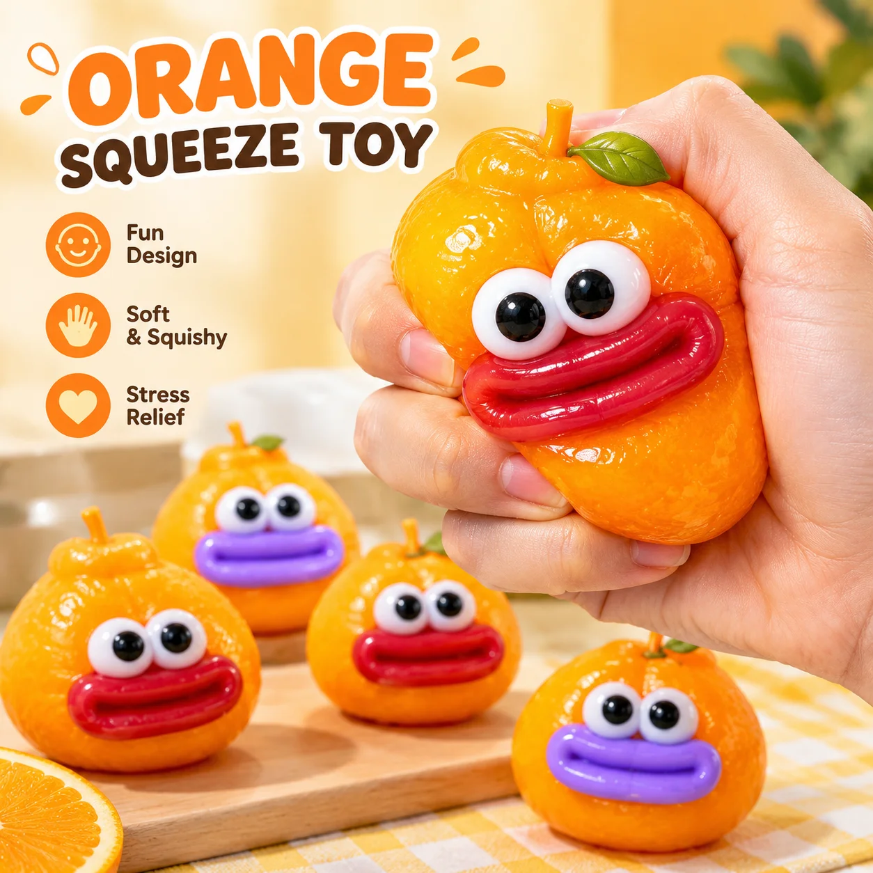 Building Blocks - Cute Ugly Orange Building Blocks Squeeze