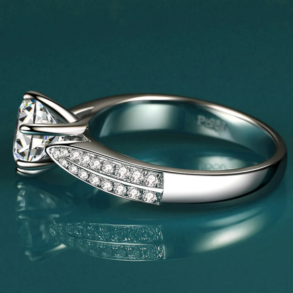 925 Sterling Silver Ring Claw with Imitation Moissanite Diamond