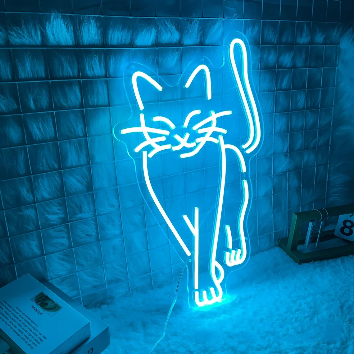 Imagem -02 - Andando Cat Neon Led Sign Decoração do Quarto Presentes do Amor do Gato Decoração de Néon da Parede Bonito Luz da Noite