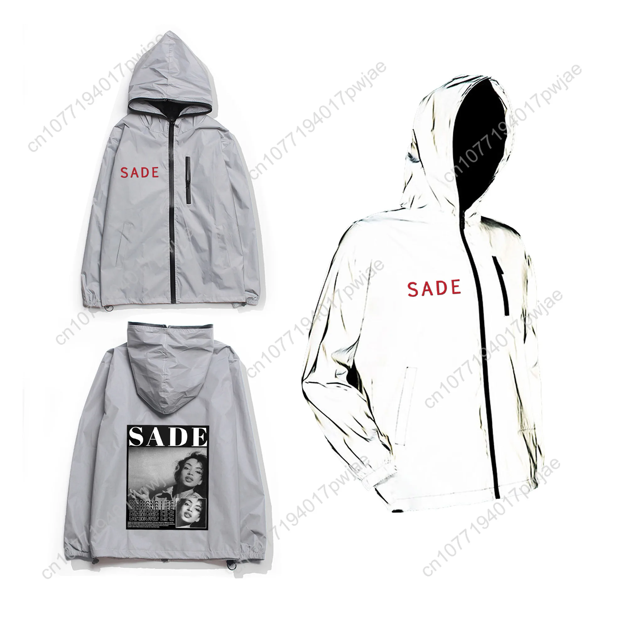 Singer Sade Adu Reflective Jacket Mens Womens Coat Hooded Windbreaker Run Pocket Jackets Hiking Zipper Customized Hoodie