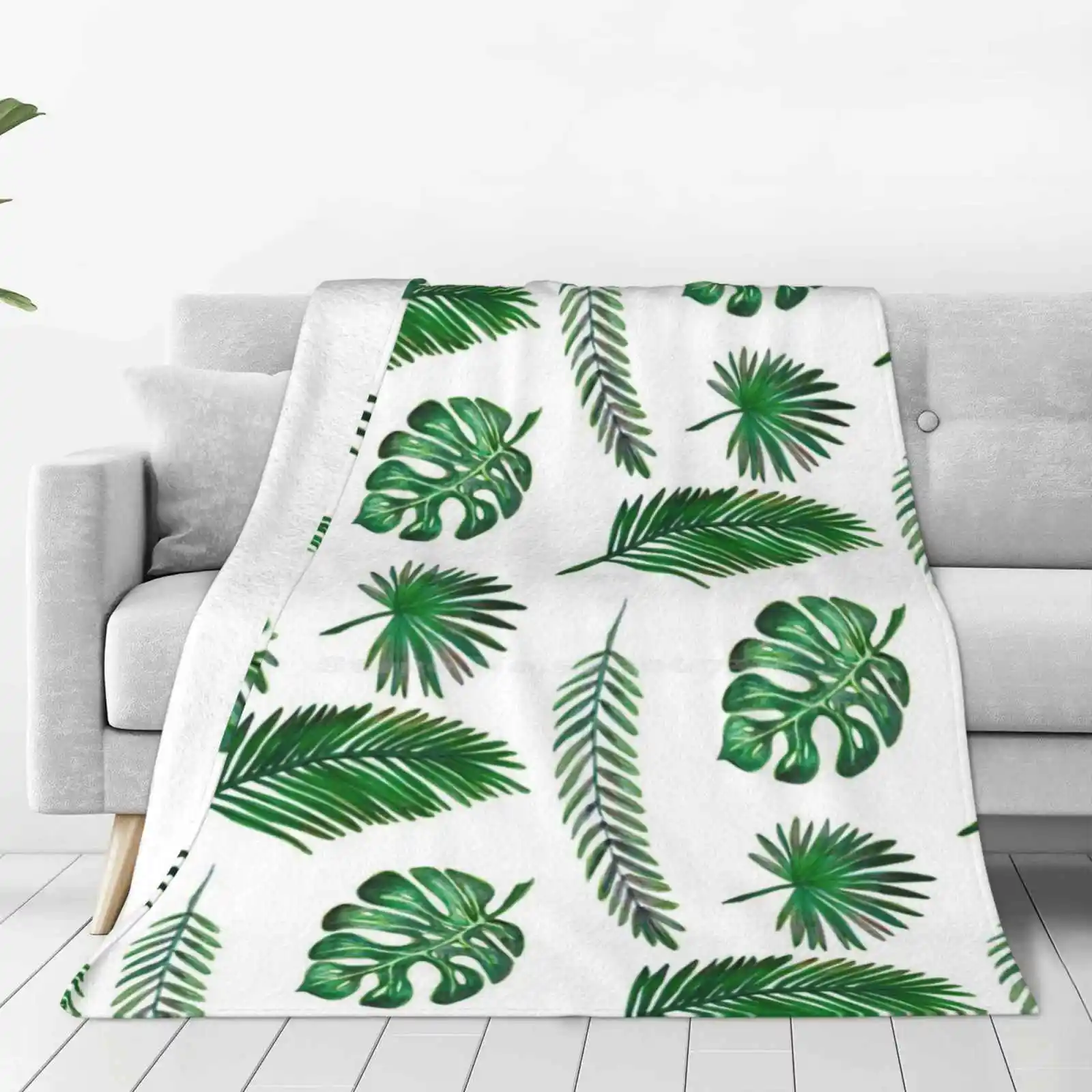 Leaf Set For Home Sofa Bed Camping Car Plane Travel Portable Blanket Plants Leaf Frond Nature Leaves Garden Cactus Green