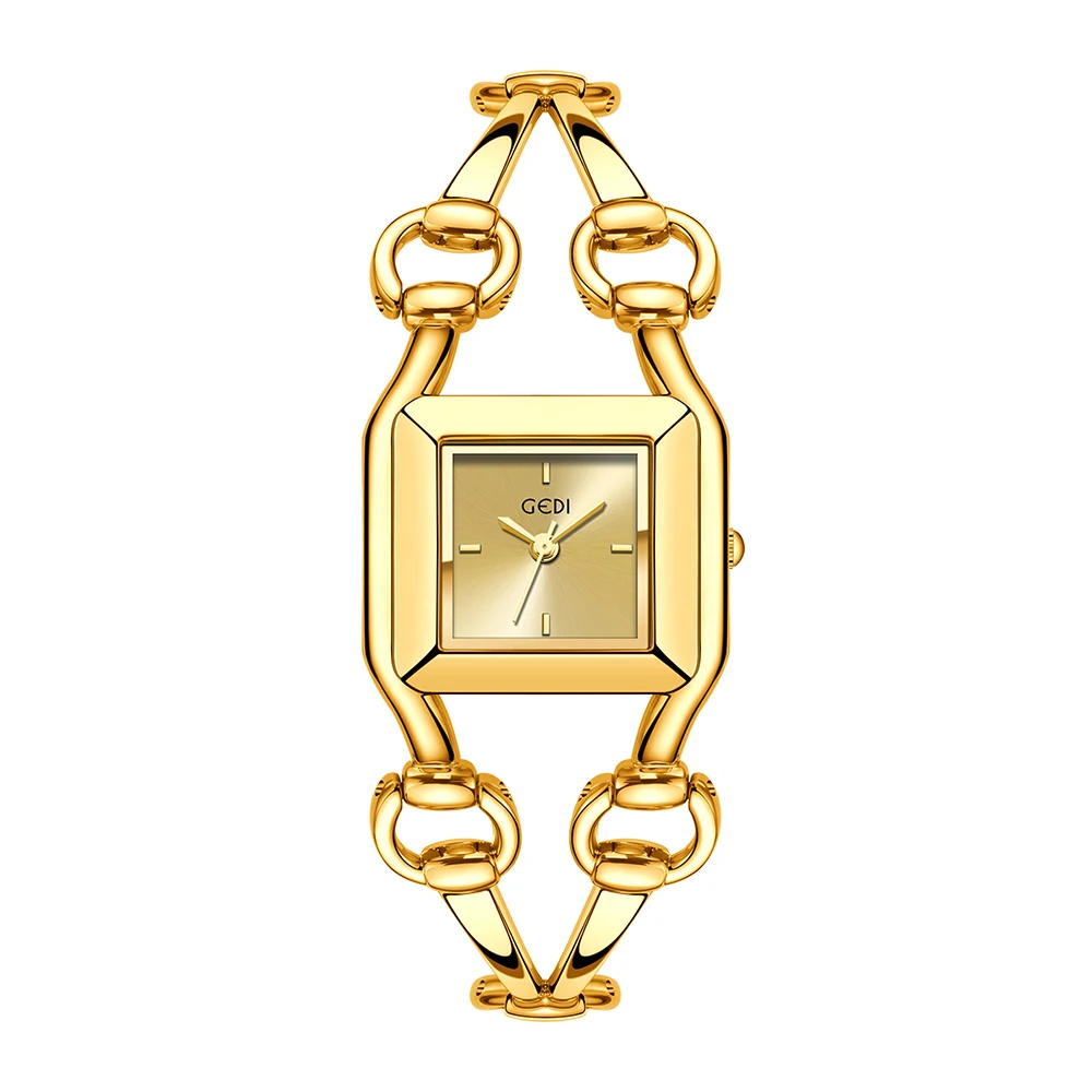 

GEDI легкие роскошные простые женские часы с квадратным циферблатом, водонепроницаемые женские часы из сплава, модное платье, кварцевые женские наручные часы