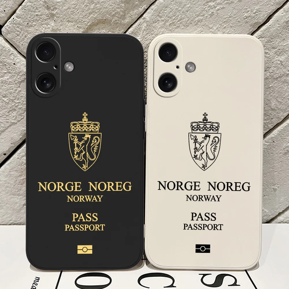 Norway Passport Phone Case for iPhone 16 15 14 13 12 11 Pro Max Mini X XR XSMax 8 7 6 6S Plus Soft Silicone Back Cover